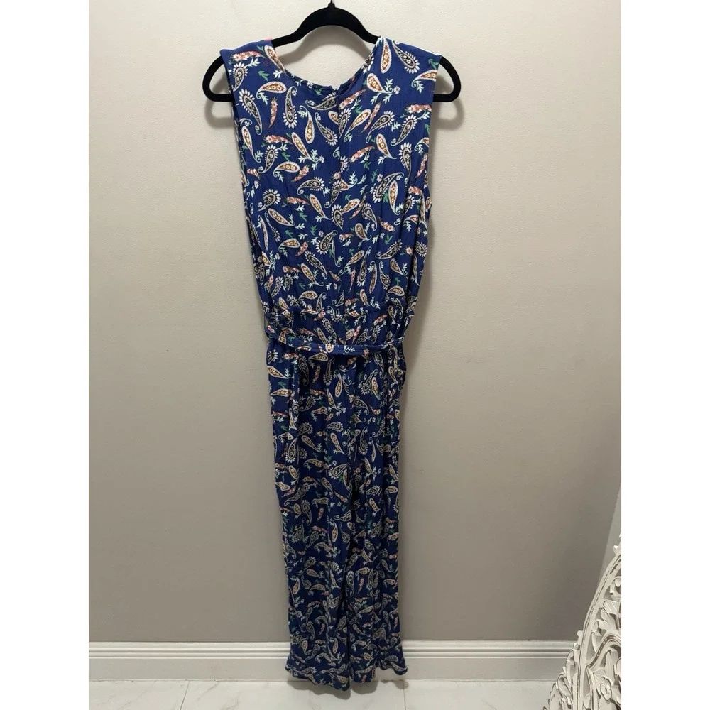 Westport Blue Paisley Sleeveless‎ Wide Leg Jumpsuit Size 16